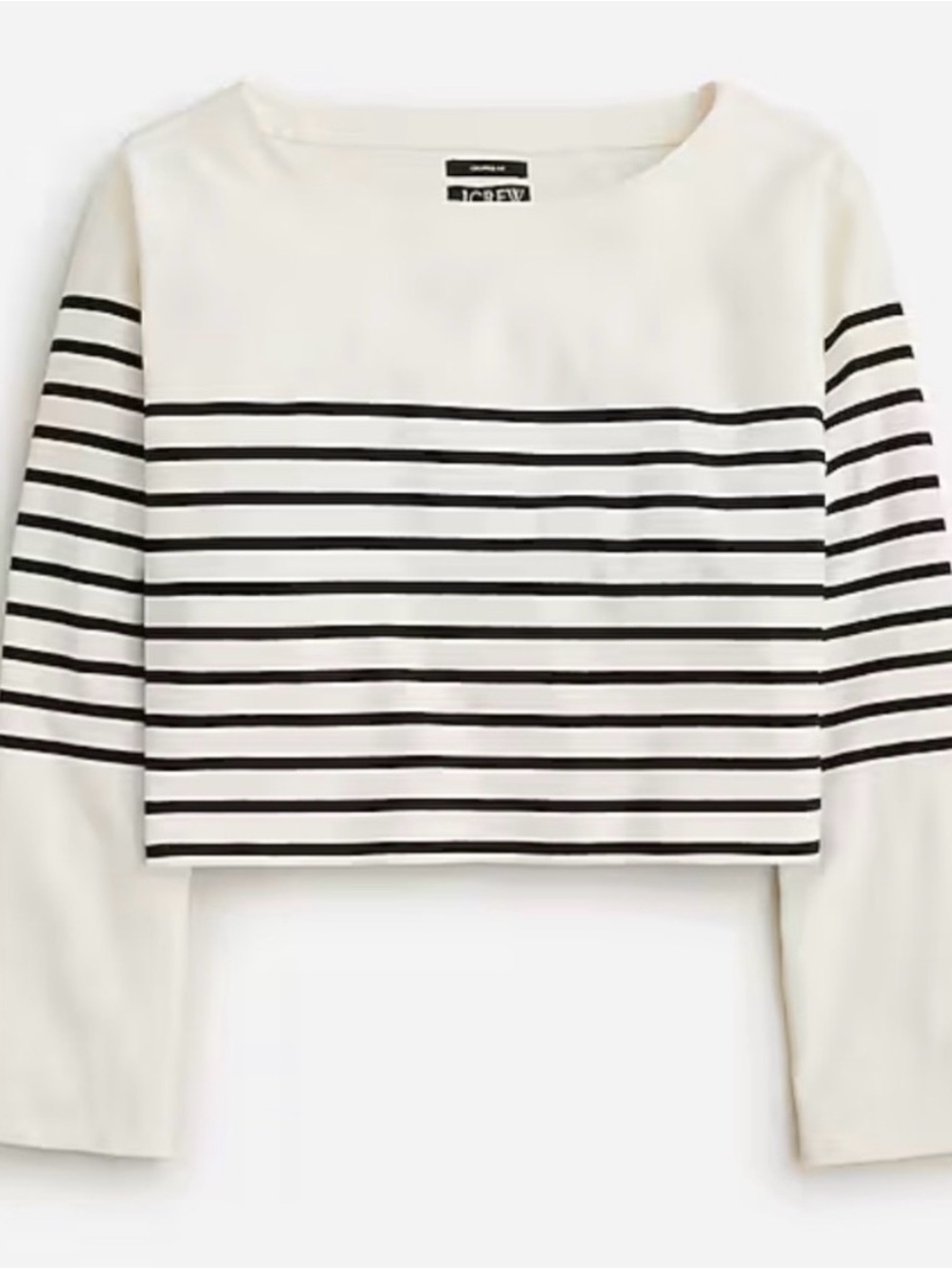 J.Crew Striped Boatneck Long Sleeve Cropped Top